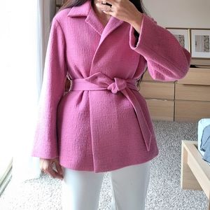 Dries van noten pink wool coat